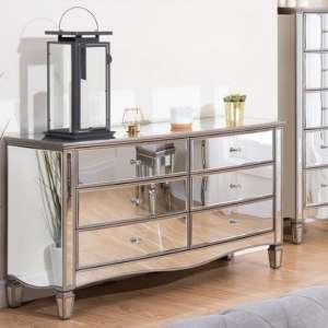 Stafford Mirrored Chest Of Drawers Wide With 6 Drawers