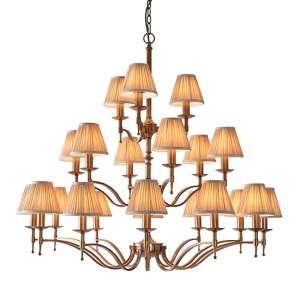 Stanford 21 Lights Pendant In Antique Brass With Beige Shades
