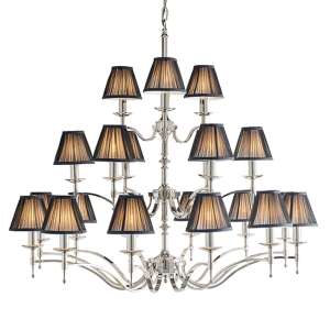 Stanford 21 Lights Pendant In Nickel With Black Shades