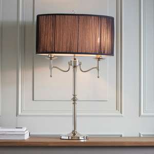 Stanford Table Lamp In Nickel With Black Shade