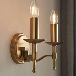 Stanford Twin Wall Light In Antique Brass