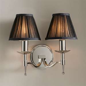 Stanford Twin Wall Light In Nickel With Black Shade