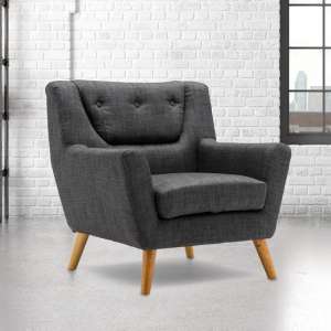Stanwell Sofa Chair In Grey Fabric With Wooden Legs