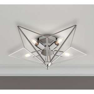Star 5 Lamp Ceiling Light In Chrome With Clear Glass Panels
