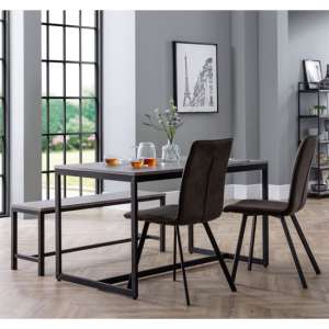Salome Concrete Dining Set With Bench And 4 Monroe Chairs