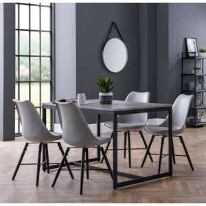 Salome Dining Set In Concrete Effect With 4 Kaili Grey Chairs