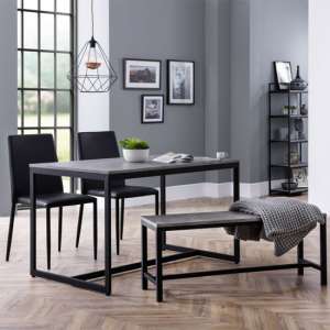 Salome Concrete Dining Table With Bench 2 Jazz Black Chairs