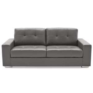 Stavern 3 Seater Sofa In Grey Bonded Leather With Chrome Base
