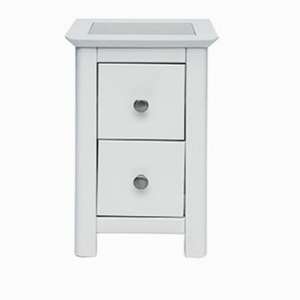 Sparsholt Petite White Stone Bedside Cabinet With 2 Drawers