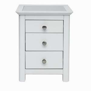 Sparsholt Petite White Stone Bedside Cabinet With 3 Drawer