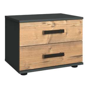 Stockholm 2 Drawers Bedside Cabinet In Silver Fir And Graphite