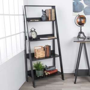 Stockholm Wooden 4-Tier Ladder Bookshelf In Black