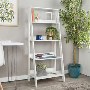 Stockholm Wooden 4-Tier Ladder Bookshelf In White