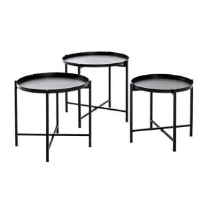 Stockton Metal Set Of 3 Side Tables In Black