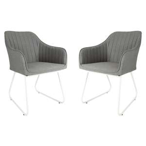 Stoke Outdoor Light Grey Fabric Dining Chairs In Pair