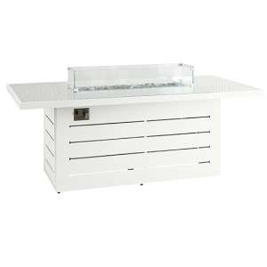 Stoke Patterned Glass Top Dining Table With Firepit In White