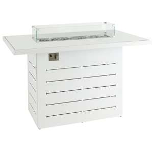 Stoke Outdoor Plain Glass Top Bar Table With Firepit In White