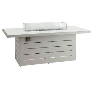 Stoke Plain Glass Top Dining Table With Firepit In Grey