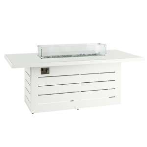 Stoke Plain Glass Top Dining Table With Firepit In White