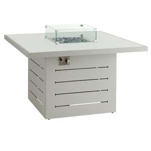 Stoke Square Plain Glass Top Dining Table With Firepit In Grey