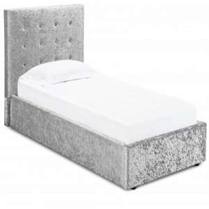 Raglan Single Storage Bed In Silver Crushed Velvet