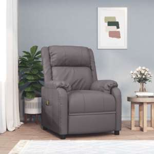 Streator Faux Leather Massage Recliner Chair In Grey