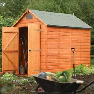 Stroden Wooden 8x6 Shiplap Security Shed In Dipped Honey Brown