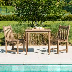 Strox Outdoor Wooden Dining Table With 2 Chairs In Chestnut