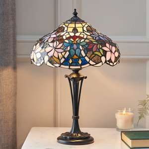 Sullivan Small Tiffany Glass Table Lamp In Dark Bronze