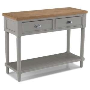 Sunburst Wooden Console Table In Grey And Solid Oak
