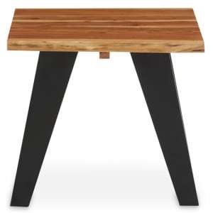 Surah Wooden Side Table With Black Metal Base In Natural