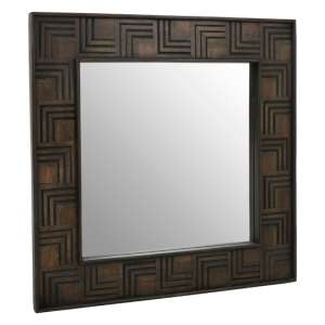 Sutra Square Wall Bedroom Mirror In Brown Wooden Frame