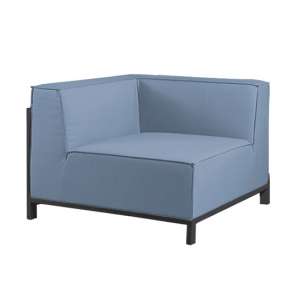 Suwon Sunbrella Fabric Corner Sofa In Blue And Charcoal Frame