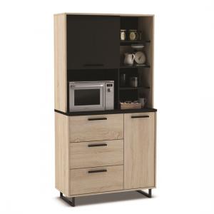 Swift Microwave Storage Cabinet Tall In Gross Oak And Black