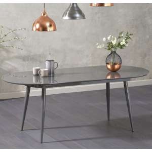 Swing Oval Extending High Gloss Dining Table In Grey