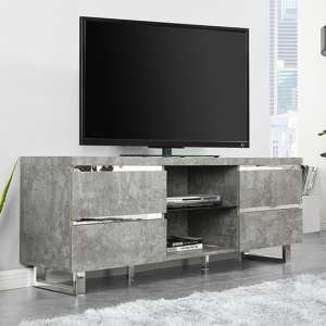 Sydney Wooden TV Stand With 4 Drawers In Concrete Effect