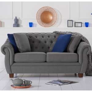Sylvan Chesterfield Fabric 2 Seater Sofa In Grey
