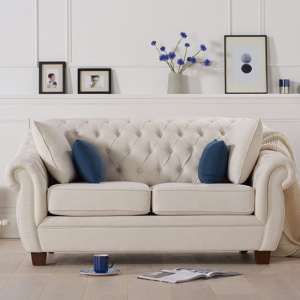 Sylvan Chesterfield Fabric 2 Seater Sofa In Ivory