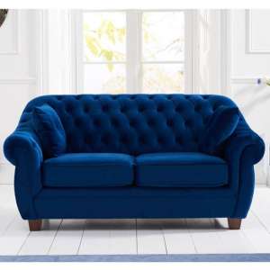 Sylvan Chesterfield Plush Fabric 2 Seater Sofa In Blue