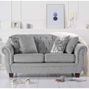 Sylvan Chesterfield Plush Fabric 2 Seater Sofa In Grey