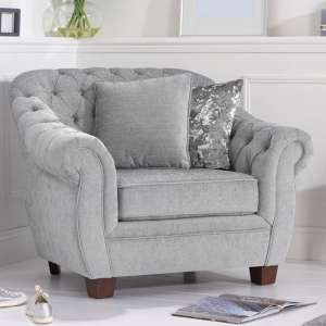 Sylvan Chesterfield Plush Fabric Armchair In Grey