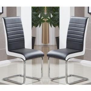 Symphony Black And White Faux Leather Dining Chairs In Pair