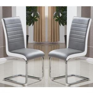 Symphony Grey And White Faux Leather Dining Chairs In Pair
