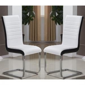 Symphony White And Black Faux Leather Dining Chairs In Pair