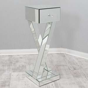 Taara Clear Glass Lamp Table With 1 Drawer In Mirrored
