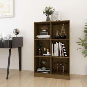 Taban Pinewood Bookcase With 6 Shelves In Honey Brown