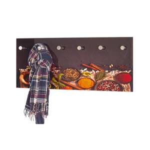 Tahoe Glass Wall Hung 6 Hooks Coat Rack In Spices Print