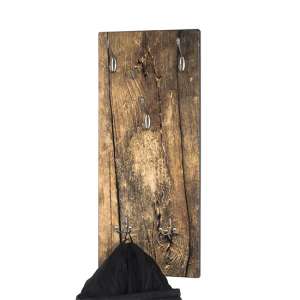 Tahoe Wooden Wall Hung 5 Hooks Coat Rack In Wooden Plank Print