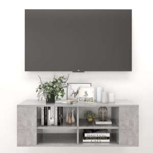 Taisa Wooden Wall Hung TV Stand With Shelves In Concrete Effect