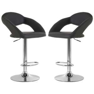 Talore Grey Faux Leather Bar Chairs With Chrome Base In A Pair